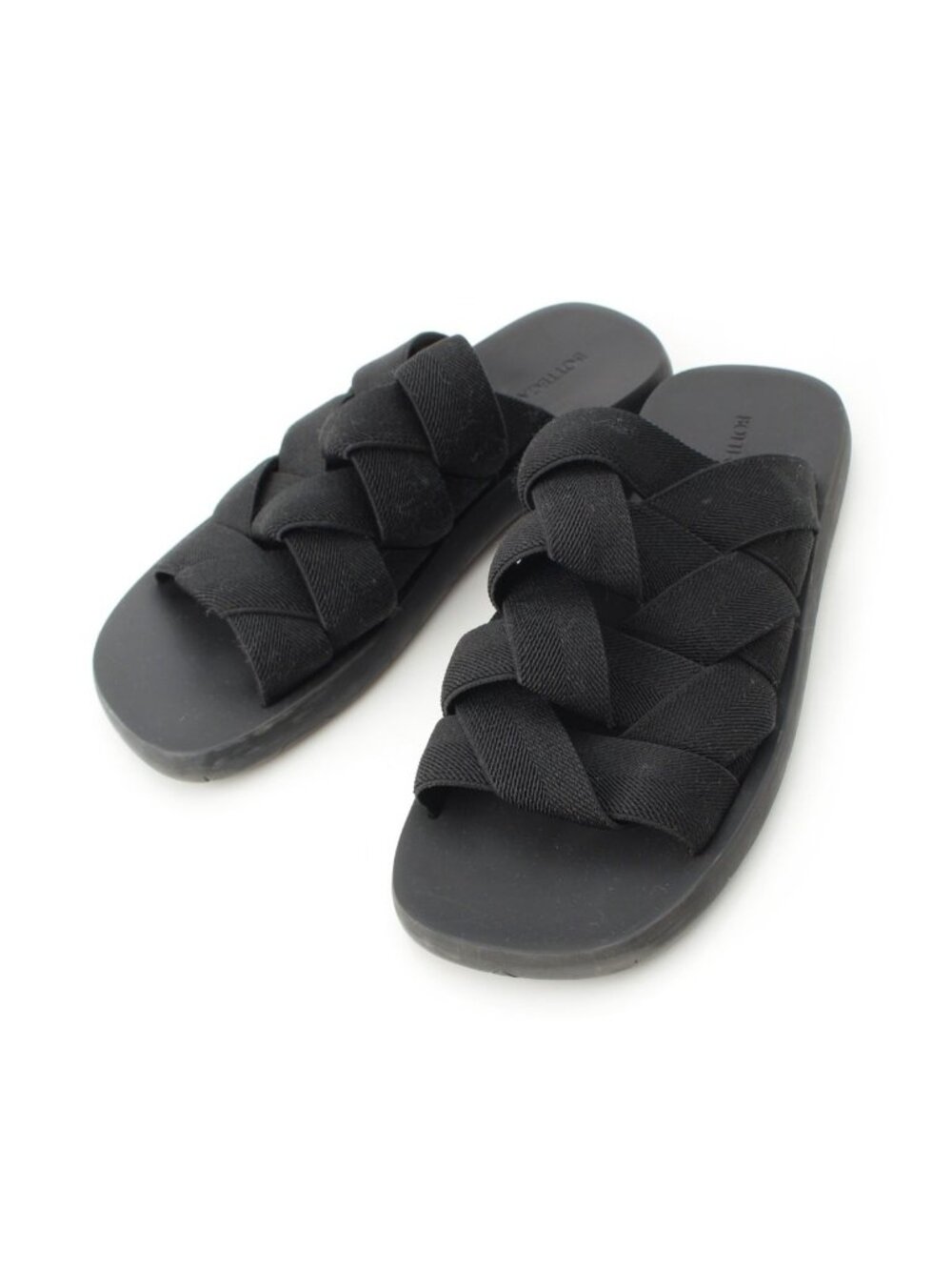 Bottega Veneta Intrecciato Plat Mule Sandals Shoes Black